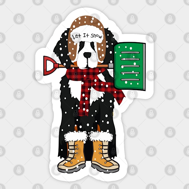 Let It Snow Bernese Mountain Dog Sticker by emrdesigns